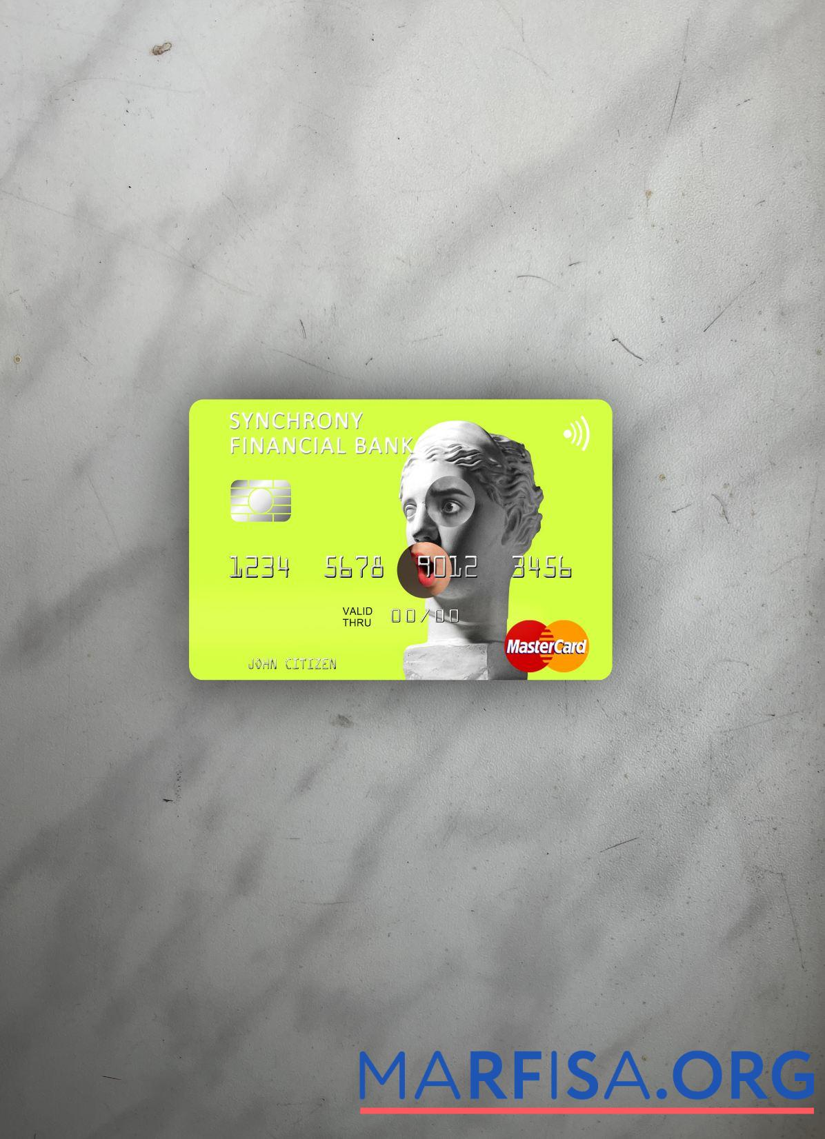 Blank USA Synchrony Financial Bank mastercard photolook front real example